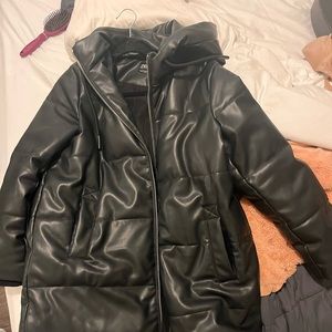 Zara faux leather puffer coat